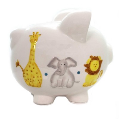 Sweet Safari Ceramic Piggy Bank with Colorful Animals