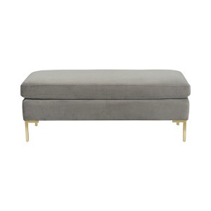 Homepop Bedford Large Velvet Decorative Bench with Pillow Top Gray