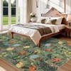 Floral Print Area Rugs Farmhouse Accent Rug with Non-Slip Backing, Washable Soft Low Pile Indoor Floor Mats for Bedroom, Living Room - 4 of 4