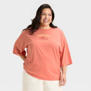 Women's Sardines Short Sleeve Graphic Oversized T-Shirt - Terracotta Orange - 1 of 1