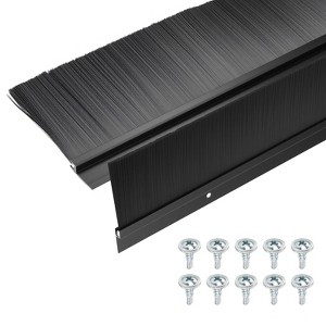 Unique Bargains Aluminum Nylon Door Brush Bottom Sweeps 35.46" x 5.04" Black 2 Pcs - 1 of 4