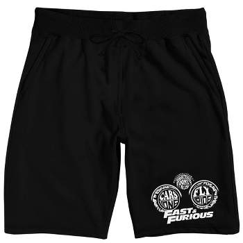 Fast & Furious Circle Text & Logo Men's Black Sleep Pajama Shorts