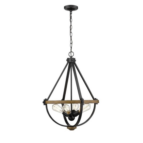 Millennium Lighting Ellijay 4 - Light Pendant in  Matte Black/Wood Tone - image 1 of 1