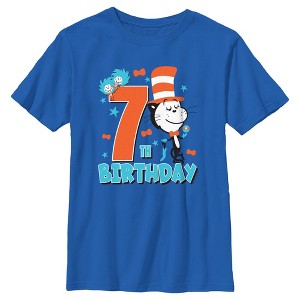 Boy's Dr. Seuss Cat in the Hat and Friends Birthday  T-Shirt - 7th Bithday Boy - Small - 1 of 4