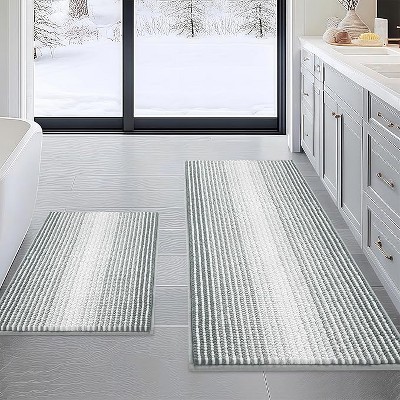 Attop Bathroom Rugs and Mats Sets, 2 Piece Thick Absorbent Chenille Non Slip, Soft Shaggy Floor Mats