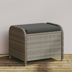 vidaXL Patio Stool with Cushion Gray 22.8"x18.1"x18.1" Poly Rattan - 1 of 4