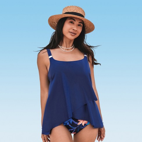Women's Ruffle Square Neck High Waist Tankini Set Swimsuit - Cupshe-s-blue  : Target