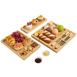 Large Magnetic Bamboo Charcuterie Board Set - 25x13 inch Cheese Platter with Ceramic Bowls, Ideal Gift for Wedding, Housewarming & Parties - 1 of 4