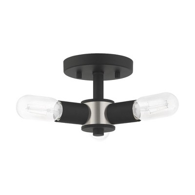 Copenhagen Black Glass 3-Light Flush Mount Ceiling Fixture