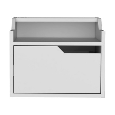 GlasFlength Nightstands Wall Mounted Bedside Table Storage Nightstand Floating Nightstand with Drawer for Room, White, 13.3"*15.7"*12.9"