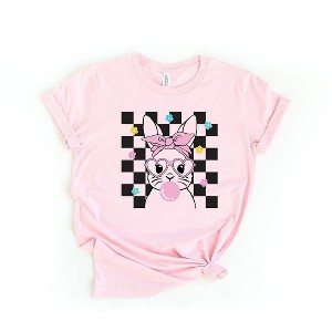 Simply Sage Market Women's Checkered Groovy Bunny Short Sleeve Graphic Tee - 1 of 3