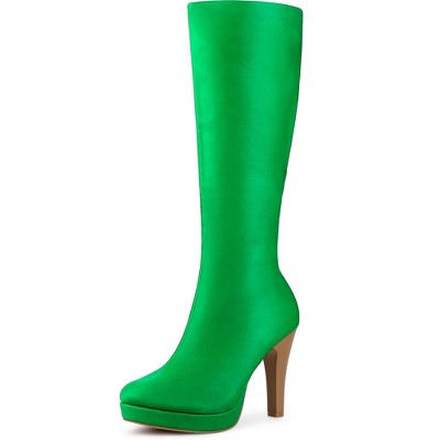 Allegra K Women's Chunky Heel Round Toe Platform Knee High Boots