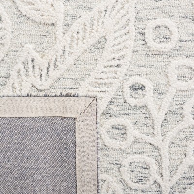 Ivory and Grey Floral Hand-Tufted Wool Area Rug