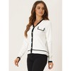 Allegra K Women's Contrast Color V Neck Long Sleeve Button Knit Cardigan Sweater - 3 of 4