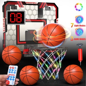 Skirfy Mini Basketball Hoop for Kids，LED Light-Up Net & Electronics Scoreboard, Remote-Controlled Indoor Basketball Hoop - 1 of 4
