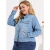 Agnes Orinda Women's Plus Size Classic Denim Long Sleeve with Pockets Fashion Jean Jackets - 2 of 4