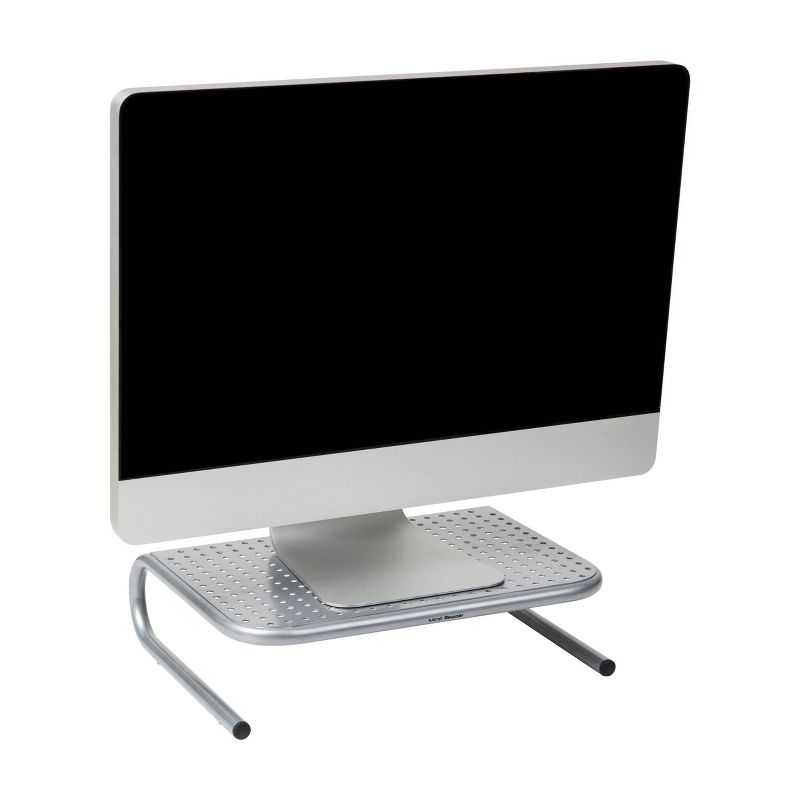 Mind Reader Metal Monitor Stand with Keyboard Storage Space Silver, 1 of 10