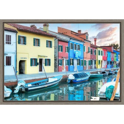 Amanti Art Bruano Canal Italy by Alan Blaustein Canvas Wall Art Print Framed 23 x 16-in.