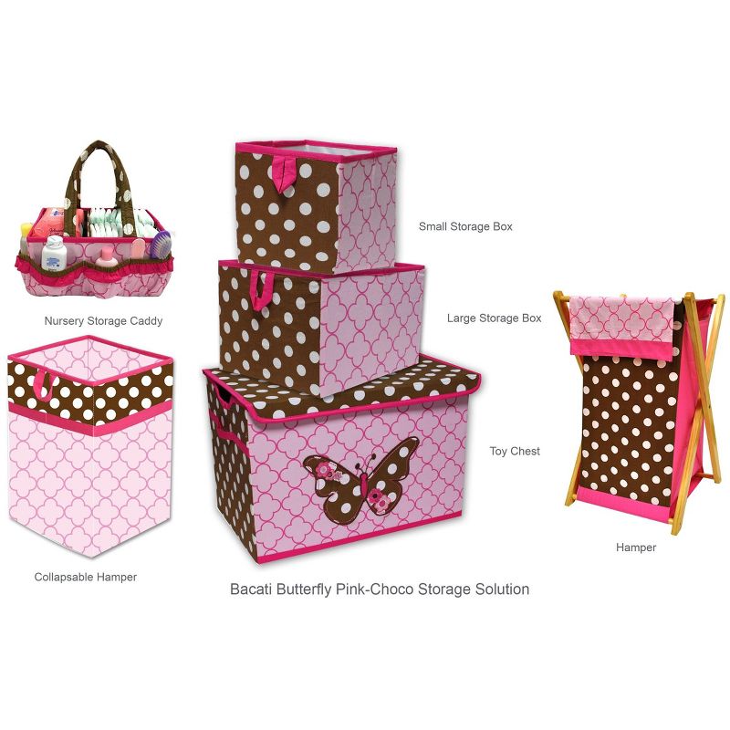 Bacati - Butterflies/Ladybugs Pink/Chocolate Storage Box Large, 5 of 7