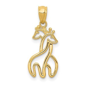 Black Bow Jewelry 14k Yellow Gold Interlocking Giraffes Silhouette Pendant, 10 x 22mm - 1 of 4