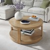 Dexmalle Large Curved 2 Tier Traditional Round Circle Wooden Center Coffee Table,Rounded Table with Wheels - 3 of 4