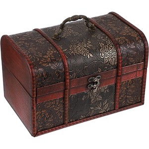 Vintage Treasure Chest, Pirate Keepsakes Box , Wooden Storage Box Jewelry Pearl Trinkets - 1 of 4