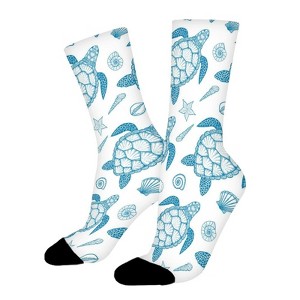 Sea Turtle Shells Women Printed Crew Socks Funny Funky Socks Soft Polyester Novelty Gifts for Artists Men - 1 of 1