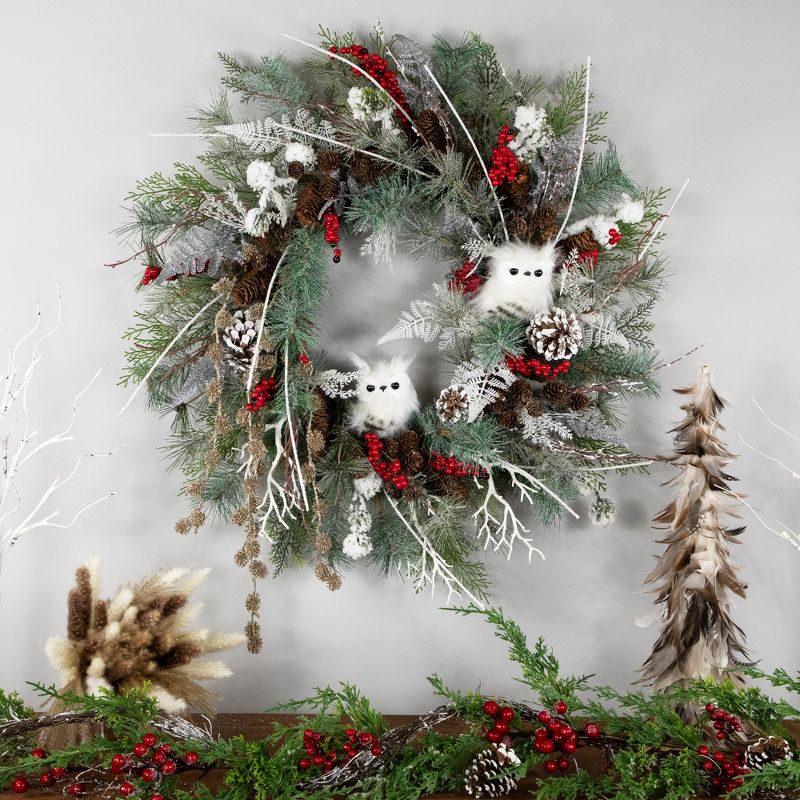 Northlight Real Touch™ Snowy Pine Owls and Berries Artificial Christmas Wreath - 34" - Unlit, 3 of 10