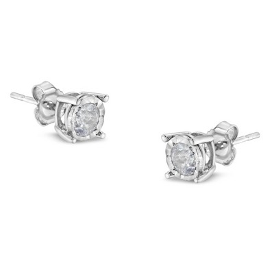 Haus of Brilliance Silver 1/2 Cttw Near Colorless Diamond Miracle-Set Stud Earrings
