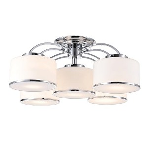 CWI Lighting Frosted 5 Light Drum Shade Flush Mount With Chrome Finish - 1 of 4