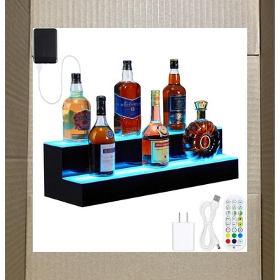 Garvee LED Liquor Bottle Display Shelf - 1 Tier 24 Inch with Remote & App Control, 16 Colors, 4 Music Modes
