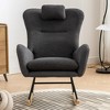 35.5 in. Soft Teddy Fabric Rocking Chair with Pocket for Living Room Bedroom - 2 of 4