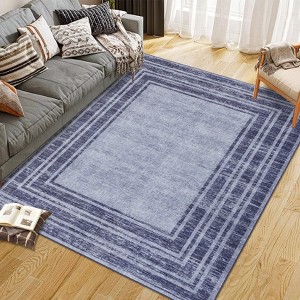 Area Rug Modern Border Contemporary Minimalist Washable Indoor Rug Non Slip Soft Decorative Accent Rug - 1 of 4