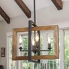 LNC Laius 4-Lights 18" Modern Farmhouse Geometric Wood Kitchen Island Pendant  Lights, Matte Black and Distressed Brown Wood - 2 of 4