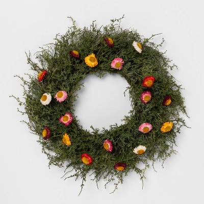 18" Decorative Straw Flower Wreath - Opalhouse™