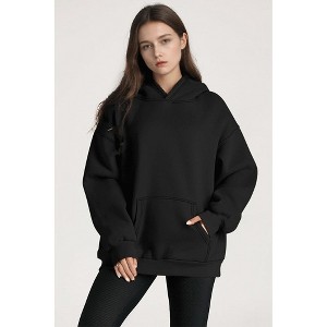 Attraco Women's Oversized Fleece Hoodie Sweatshirt with Kangaroo Pocket - 1 of 4