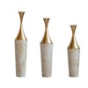 Aukfa Modern 3-Piece Woven Pattern Metal Floor Vase Set – Large Glazed Decorative Vases for Home Décor - 4 of 4