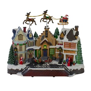 Northlight LED Lighted and Animated Christmas Village with Flying Sleigh Decoration - 16" - 1 of 4