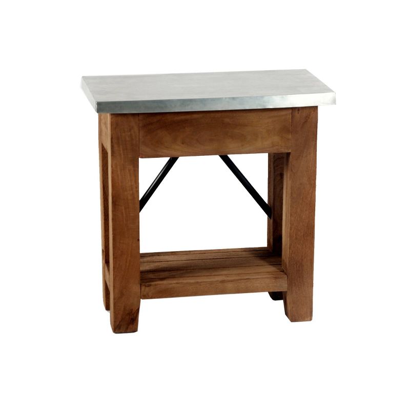 Millwork End Table with Shelf Wood and Zinc Metal Silver/Light Amber - Alaterre Furniture, 1 of 12