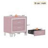 FONTOI Mid Century Vintage Nightstand with Silver Glitter Strip Decor and Legs, Bedside Table with 2 Drawers for Bedroom, Pink, 15.9"*21.7"*21.8" - 3 of 4