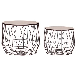vidaXL Coffee Table 2 pcs Copper - 1 of 4