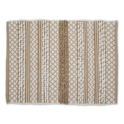 Design Imports Handloomed Slub Stripe - Stone & White - 2 X 3 Ft