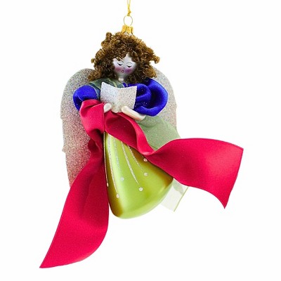 Italian Ornaments 6.0 Inch Spruce Nativity Light Angel W Hymn Book Heirloom Religious Tree Ornaments