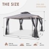 COWLOWN 13x11 Ft Double Roof Canopy Gazebo with Netting and Corner Frame Shelves for Patio, Deck, Garden & More - 4 of 4