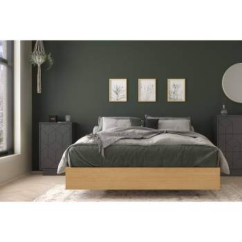 2pc Cameo Bedroom Set Natural Maple/Charcoal - Nexera