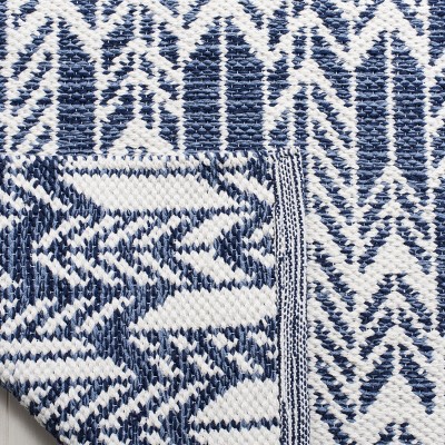 Navy and Ivory Flat Woven Wool Cotton Area Rug, 3' x 5'