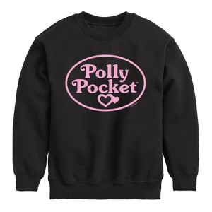 Boys' - Polly Pocket - Polly Pocket Pink Logo Graphic Long Sleeve Fleece Sweatshirt - 1 of 4