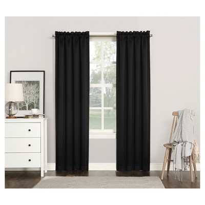 Blackout Black Polyester Rod Pocket Curtain Panel