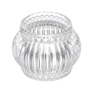 Unique Bargains Centerpiece Decor Round Pinstripe Votive Glass Tea Light Holder - 1 of 4