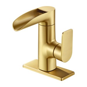 Cobbe Single Hole Bathroom Faucet with Deck Plate, Single Handle Bathroom Sink Faucet - 1 of 4